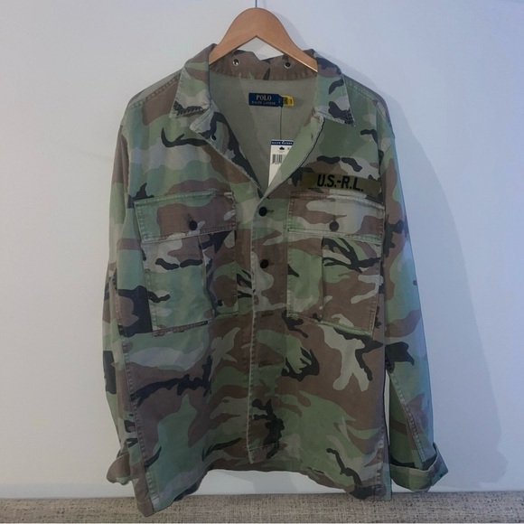 Polo Ralph Lauren Camo Military Over Shirt U.S.-R.L. Jacket Camouflage ( L ) - Picture 2 of 12